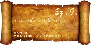 Szaszkó Irén névjegykártya
